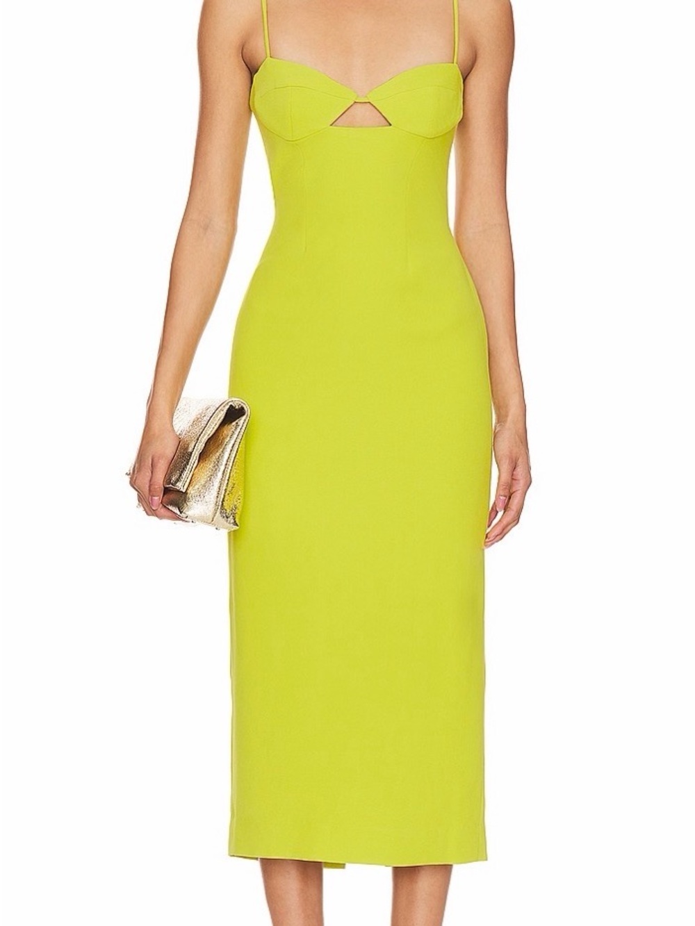 Bardot Vienna Midi Dress Neon Lime Spaghetti-Strap Midi Dress